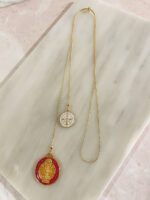 Collar Ángel de San Benito fusia y blanco - Imagen 3
