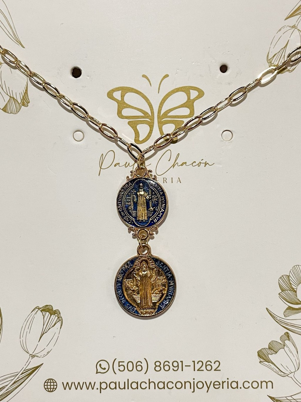 483-019b7541-c93b-7610-8a80-e6ccdb1012db.jpg Collar Medallas de San Benito azules - Imagen 1