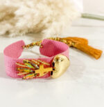 Pulsera en tela Corazón de Jesús rosa