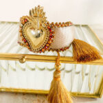 Pulsera tela corazon tornasol