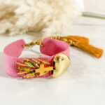 Pulsera en tela Corazón de Jesús rosa